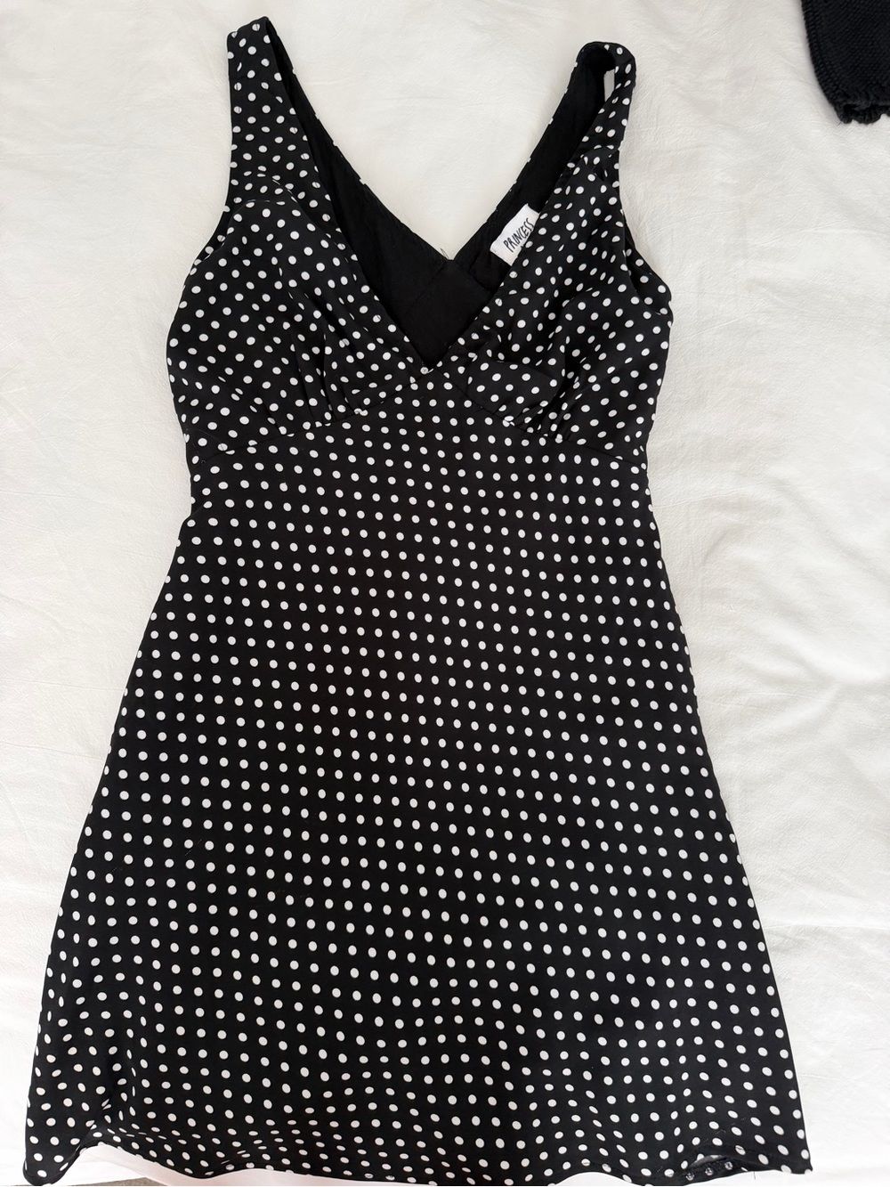 Princess Polly Polka Dot V-Neck Mini Dress - Black/White - Picture 3 of 5